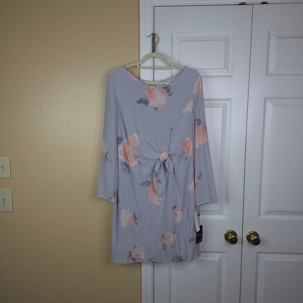 Emporio Armani Rose Printed Silk Dress in Gray Size IT46 / US10
